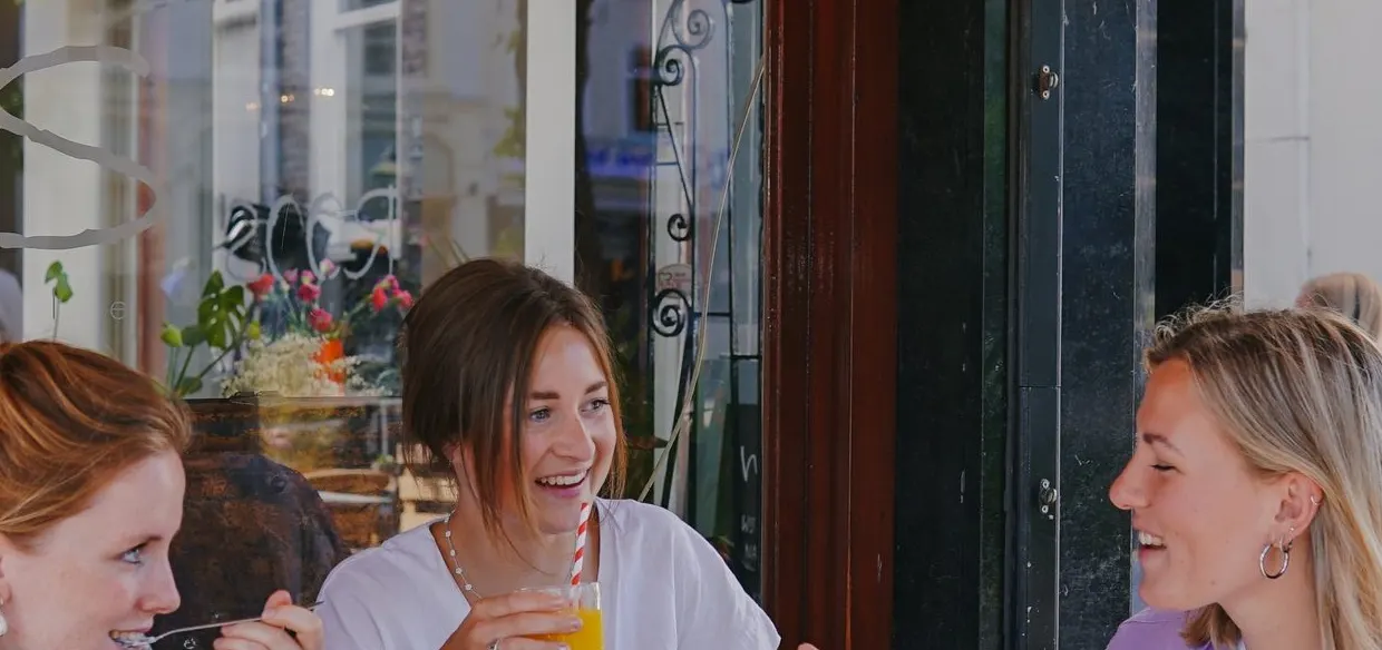 Guests sharing a table at a restaurant